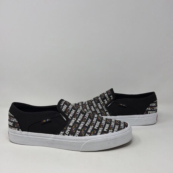 Vans Shoes - Vans Asher Pride Love Wins Women's Slip-On Shoes Black Multicolor Size 9.5